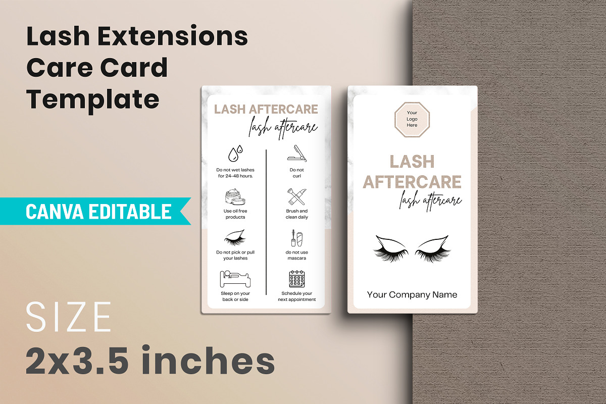 Lash Extensions Care Card Template, a Design Template by Snapybiz (Photo 7 of 10)