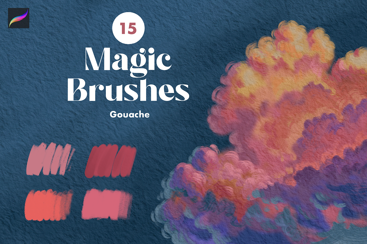 Gouache Texture Procreate Brush Set, a Brush Add-On by Moon House Shop (Photo 1 of 5)