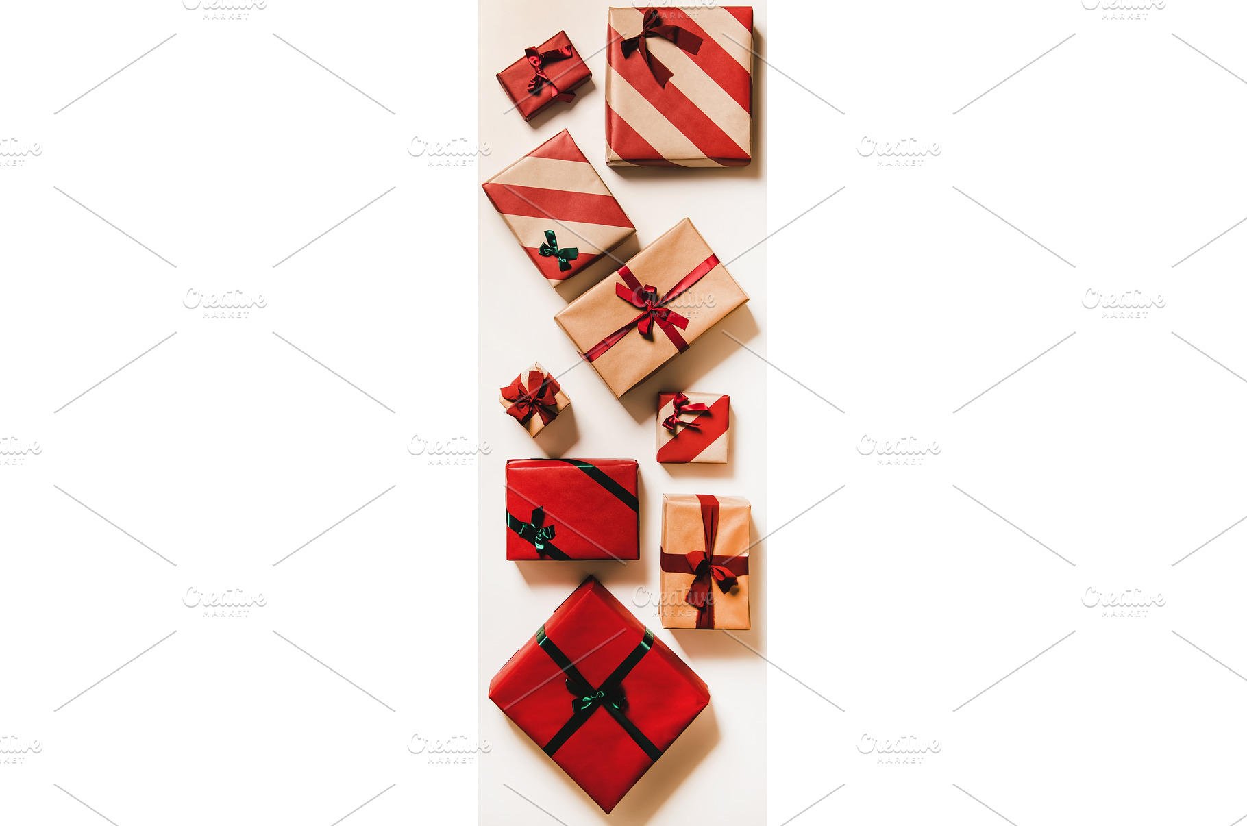 Festive gift boxes in wrapping paper, a Holiday Photo by Foxys