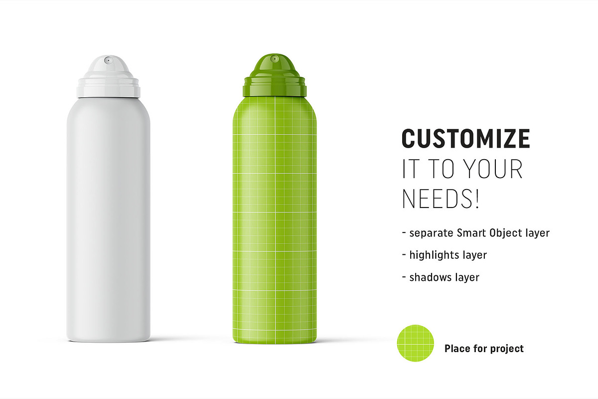 Matte aerosol bottle mockup, a Packaging Mockup by Smarty Mockups (Photo 2 of 5)