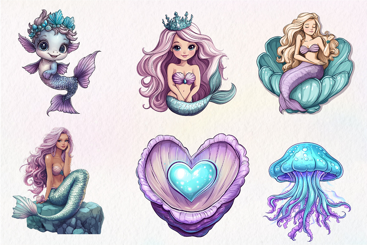 Magical Mermaid Sublimation Bundle, an Illustration by CreationArt (Photo 4 of 5)