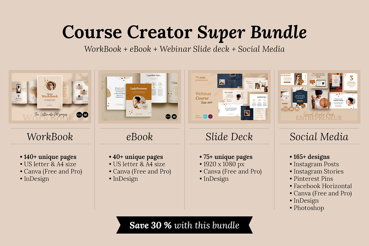 4 in 1 Course Creator Super Bundle K, a Magazine Template by Mirazz