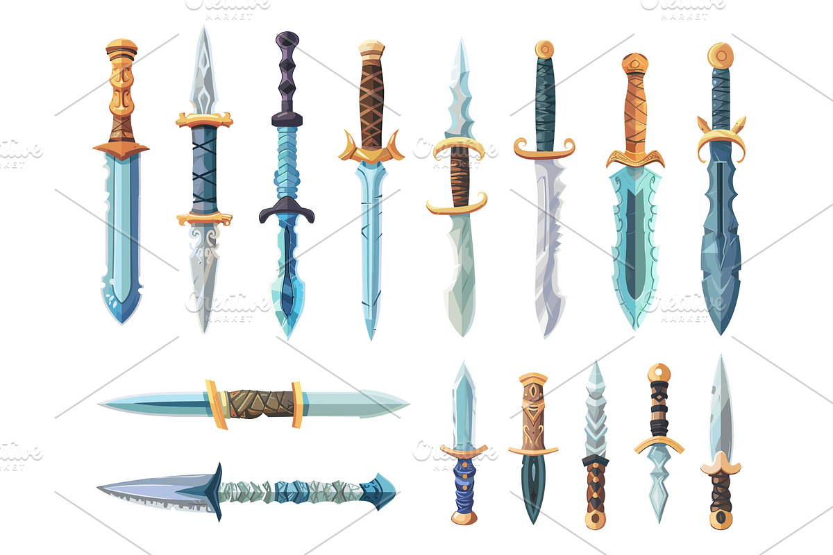 Cartoon fantasy swords and knives, an Object Illustration by Stock-Smart-Start