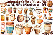 Watercolor Coffee Clipart PNG Bundle, an Illustration by Sublimation Artist (Thumbnail 1 of 6)