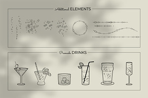 Elegant Line Art Bar Menu Icons