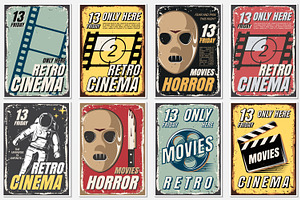 Posters of movie in retro style.