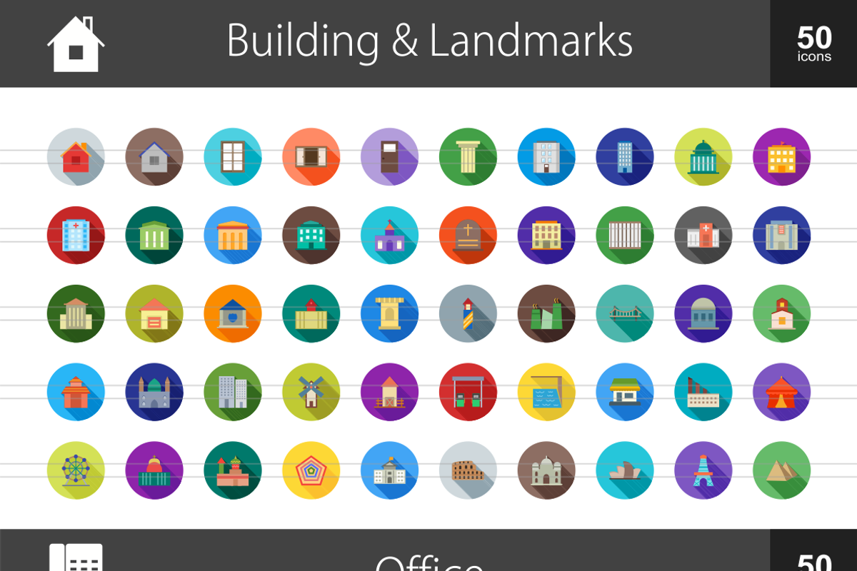 1010 Flat Shadowed Icons (V3) preview 2