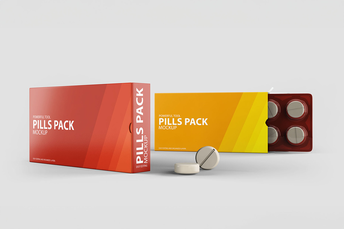 Pills Package Blister Box Mockup, a Packaging Mockup by Xtrahive (Photo 2 of 2)