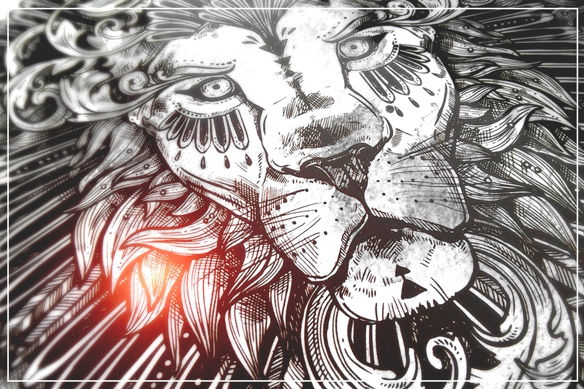 Ornamental Hand Drawn Lion, an Animal Illustration by alexrockheart (Photo 2 of 4)