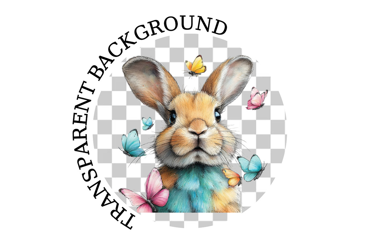 Whimsical Spring Bunny Clipart, an Illustration by Black Bird Studio (Photo 7 of 7)