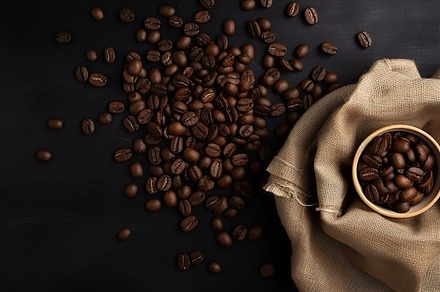 Top view of coffee beans in a cup, a Food & Drink Photo by Virgo Studio
