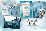 Watercolor Fantastic World Clipart, a Person Illustration by ArtCreationsDesign (Thumbnail 16 of 23)