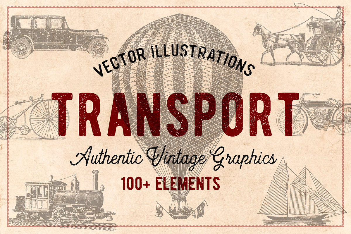 100 Vintage Vehicles (Vector), a Transportation Illustration by Brigantine Designs (Photo 1 of 7)