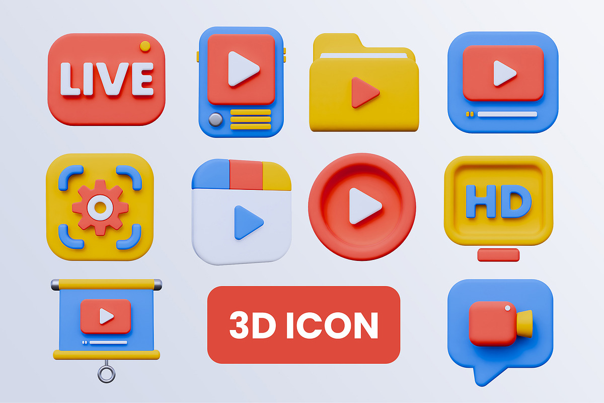 Video 3D Icon Pack #3, an Object 3D Model by deviapuspitasari2 (Photo 2 of 2)