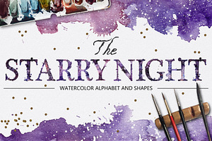 The Starry Night watercolor alphabet