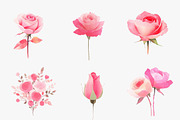 Rose Clipart Bundle Blush Flower, an Illustration by CreationArt (Thumbnail 2 of 6)