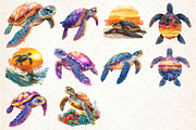 Sunset Sea Turtle Sublimation Bundle, an Illustration by Dream Creation (Thumbnail 4 of 4)