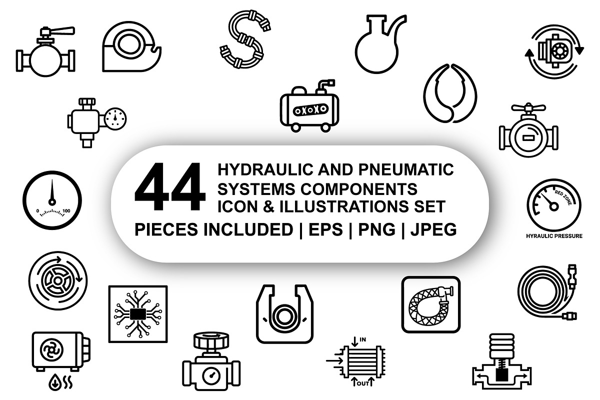 *Hydraulic and pneumatic systems Set, an Outline Icon by Nurlan's shop (Photo 1 of 6)