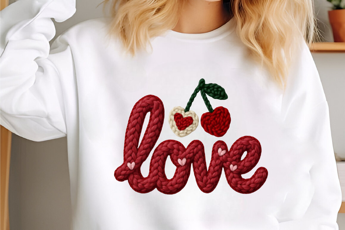 Faux Yarn LOVE Cherry Valentine PNG, an Illustration by designcity5 (Photo 6 of 8)