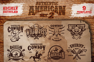 Set Of Vintage Cowboy Emblems.