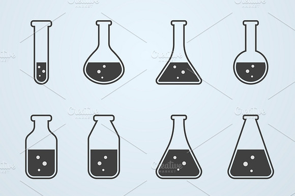 Test Tubes And Flasks Icons