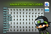 Ninjas Character Sprites 03, an Illustration by CreativeGameArt (Thumbnail 3 of 4)