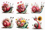 Whimsical Floral Snail Clipart, an Illustration by Craft Nest (Thumbnail 5 of 12)
