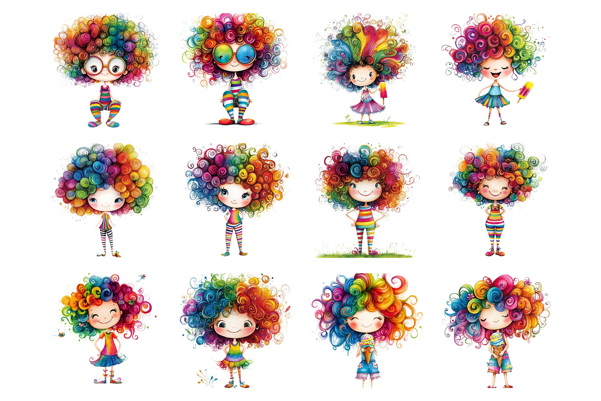 Watercolor quirky summer girl clipar, an Illustration by SinaCreation (Photo 3 of 11)