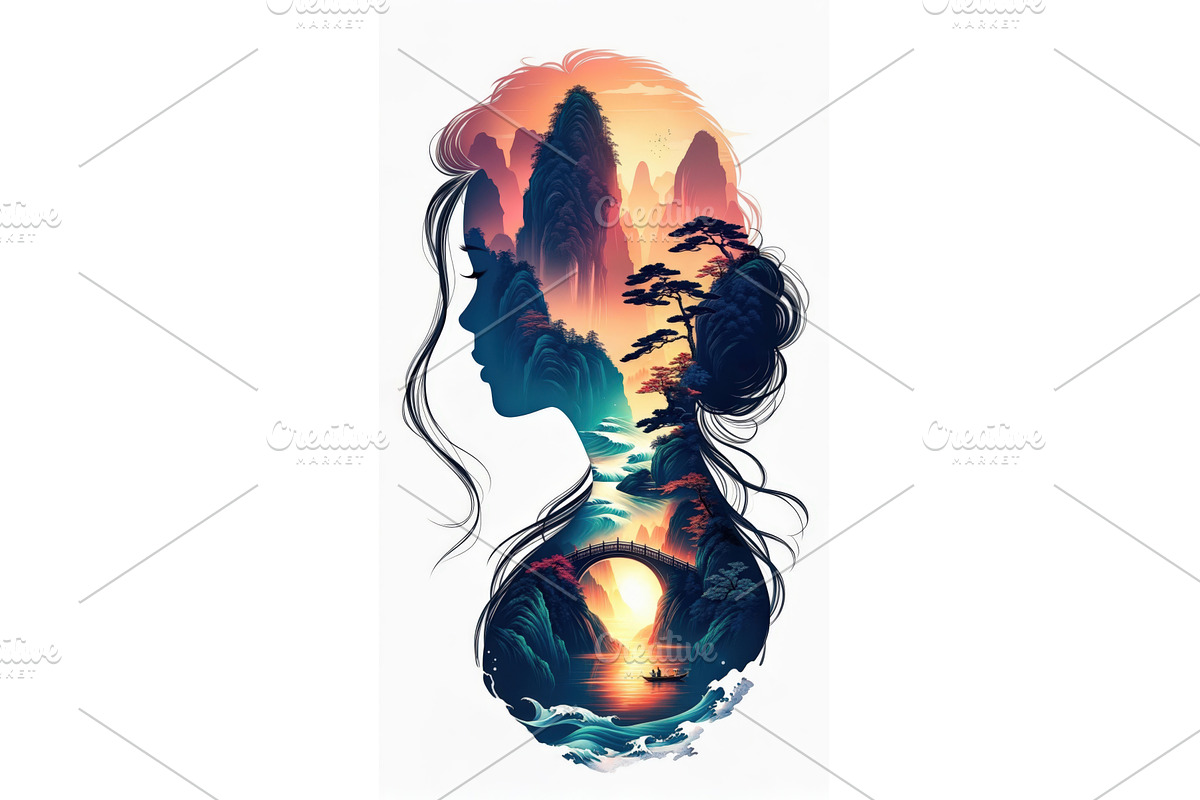 Silhouette of a woman filled with a, an Illustration by tilialucida