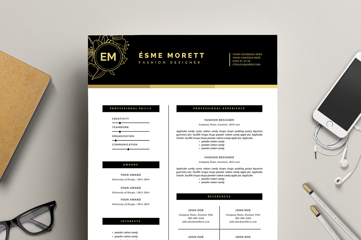 Fashion Resume Template for MS Word, a Resume Template by This Paper Fox (Photo 2 of 5)