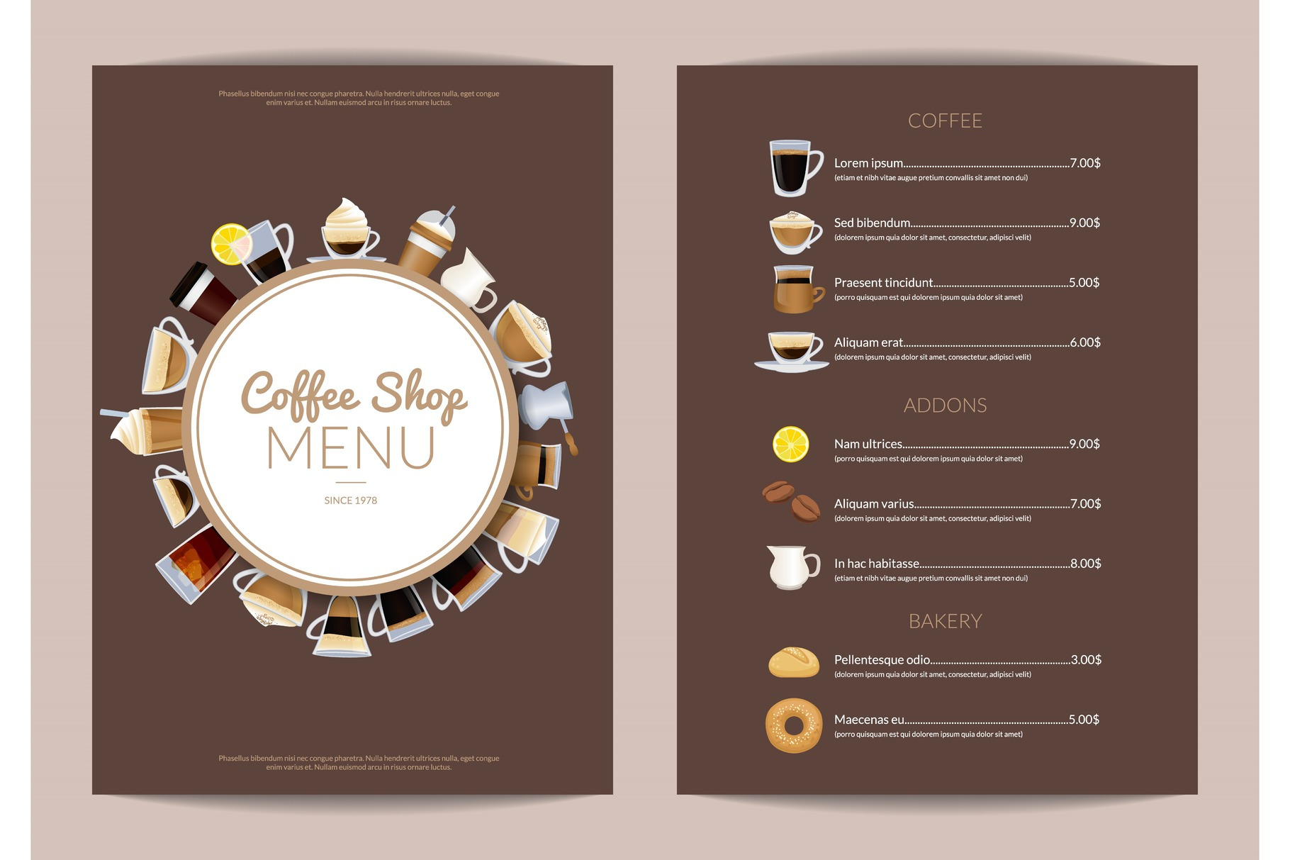 Vector coffee shop vertical menu template, a Background Graphic by Onyx