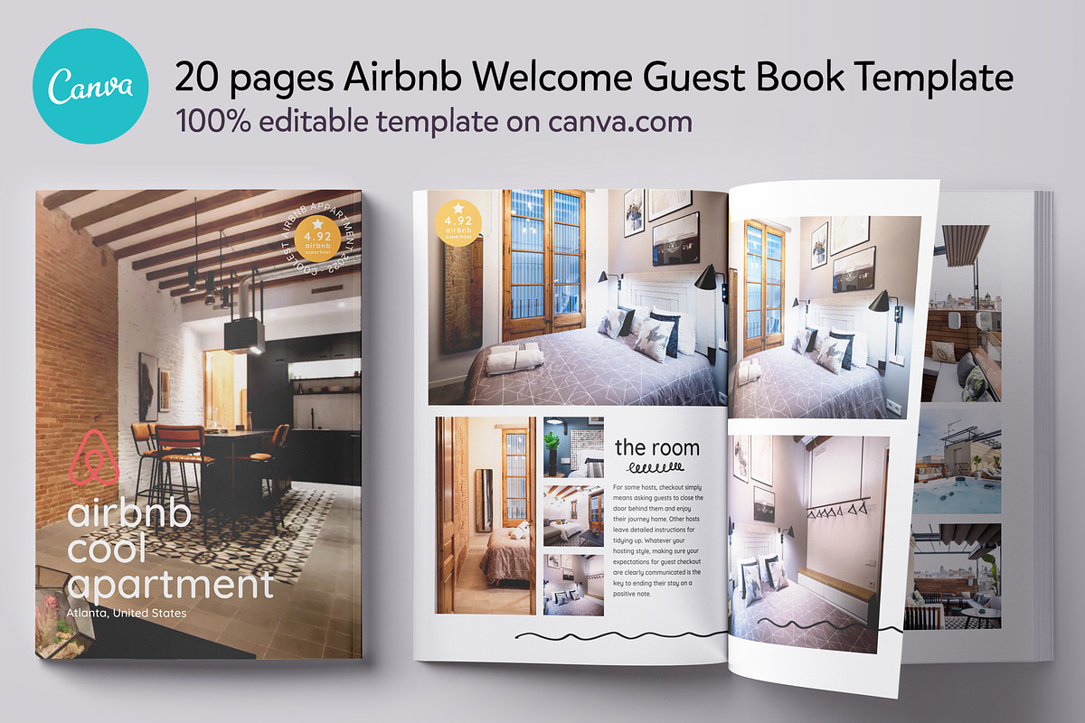 Airbnb Guest Book Canva template, a Templates & Theme by DeLaGranSiete (Photo 1 of 12)