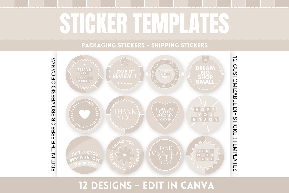 DIY Packaging Sticker Templates, a Stationery Template by SunshineStudioBoutique (Photo 1 of 10)