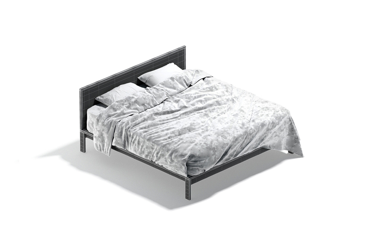White Wooden Double Bed 3D Model, an Object 3D Model by rebrandy (Photo 10 of 10)