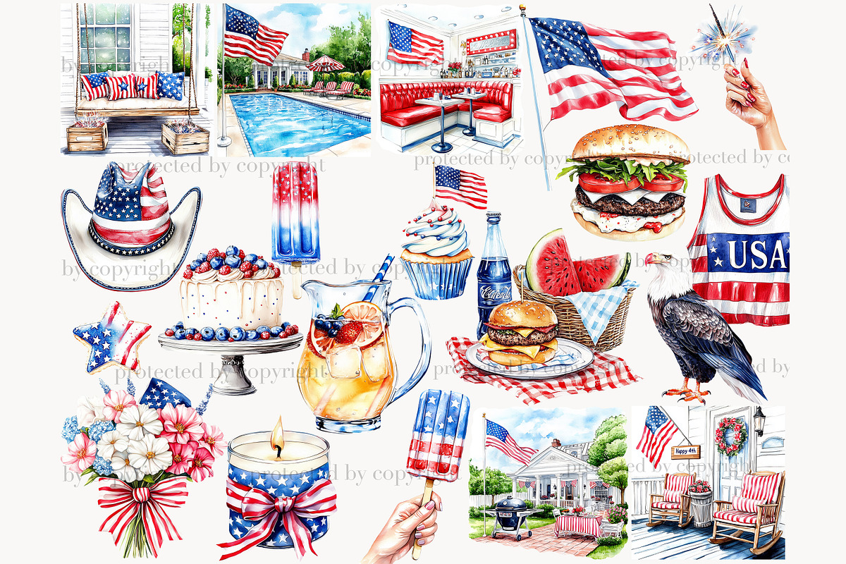 4th of July Clip Art Patriotic, a Person Illustration by GlamArtZhanna (Photo 3 of 8)
