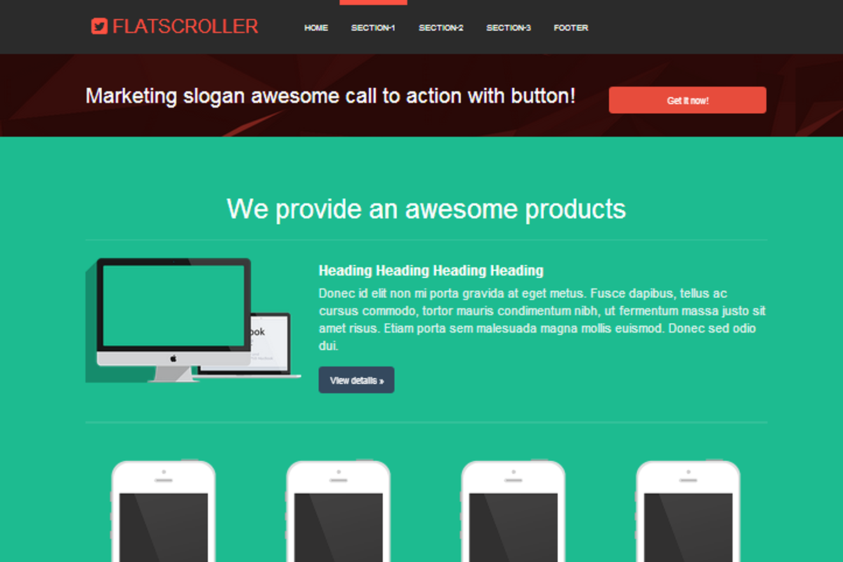 FLATSCROLLER Bootstrap 3.0. landing, a Landing Page Template by Bootstraptor (Photo 2 of 5)