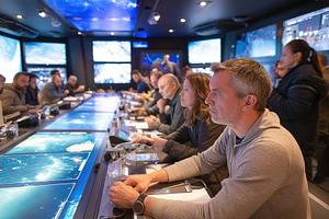 Command center of the future war with advanced holographic technology showcasin, a Photo by AlyaAnd