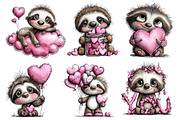 Valentine's Whimsical Sloth Clipart, an Illustration by Dream Creation (Thumbnail 5 of 8)