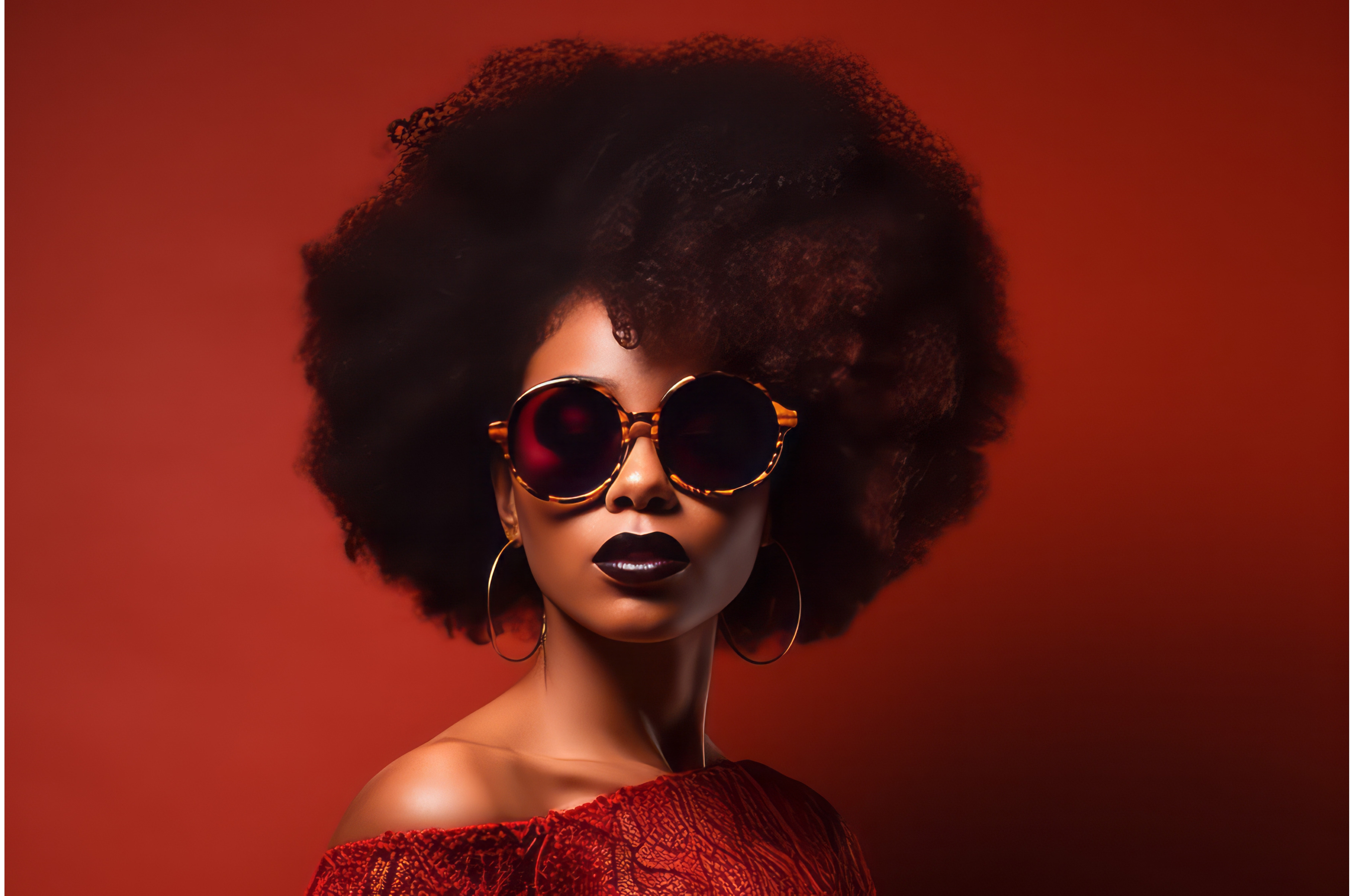 African woman red background, a Person Illustration by Ylivdesign