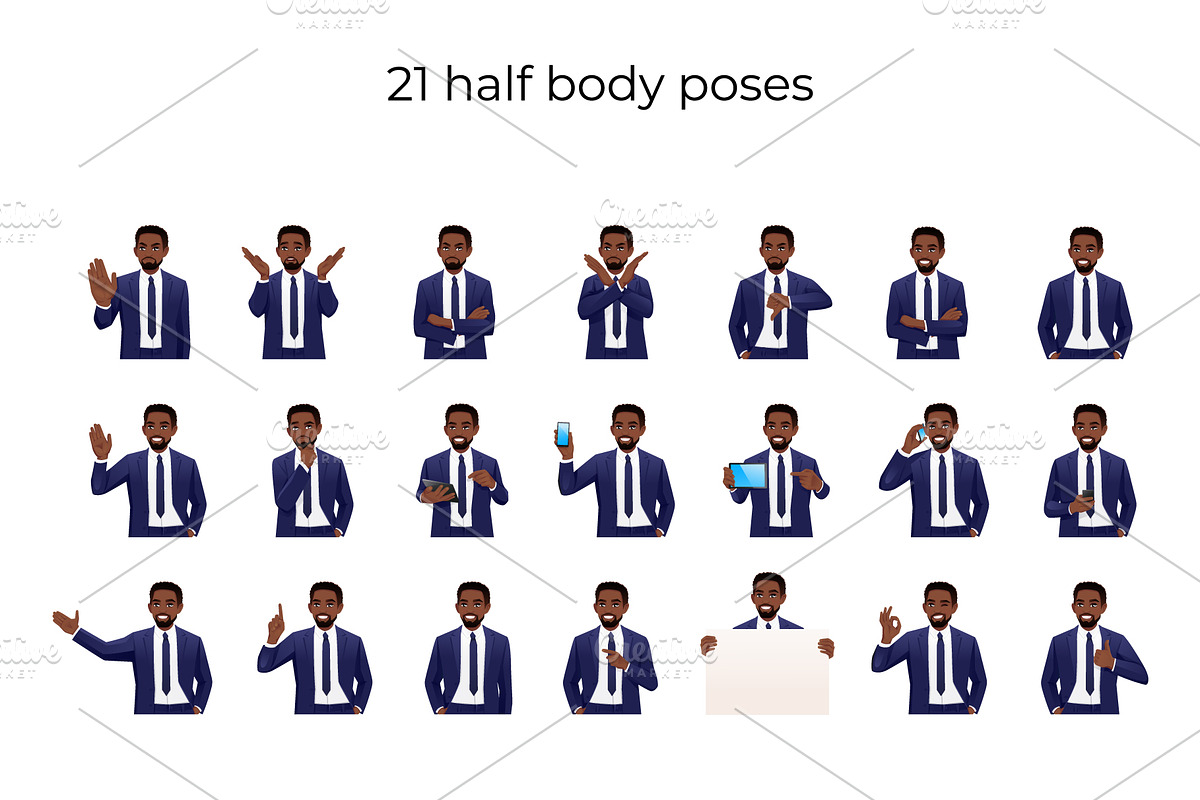 Business African American man kit, a Person Illustration by Volha Hlinskaya (Photo 5 of 6)