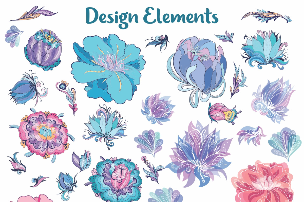 Indigo Garden Vector Florals, a Decorative Illustration by kisikoida (Photo 4 of 4)