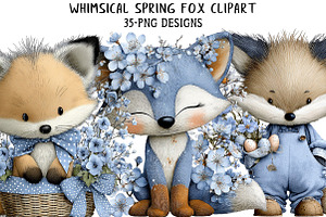 Whimsical Spring Fox Clipart, an Illustration by Daily.Designs
