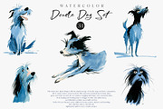 Watercolor Doodle Dog Clipart Set, an Illustration by CreationArt (Thumbnail 3 of 7)