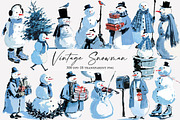 Vintage Snowman Clipart Sublimation, an Illustration by Designworld (Thumbnail 1 of 4)