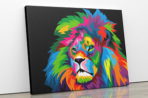 Lion colorful popart vector artwork
