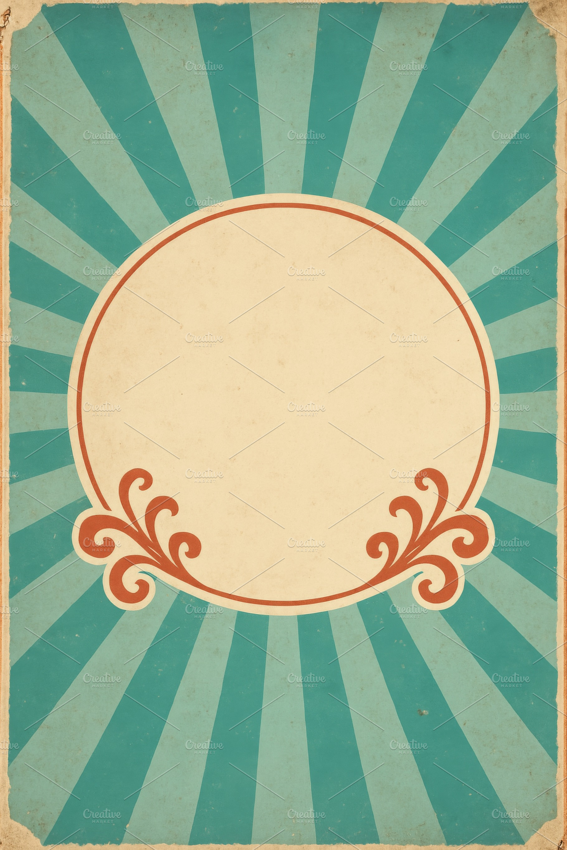 Retro circus pattern with vintage mockup and copy space, suitabl, a Photo by Dvoevnore photos
