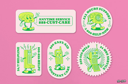 Retro Cartoon Call Center Badges