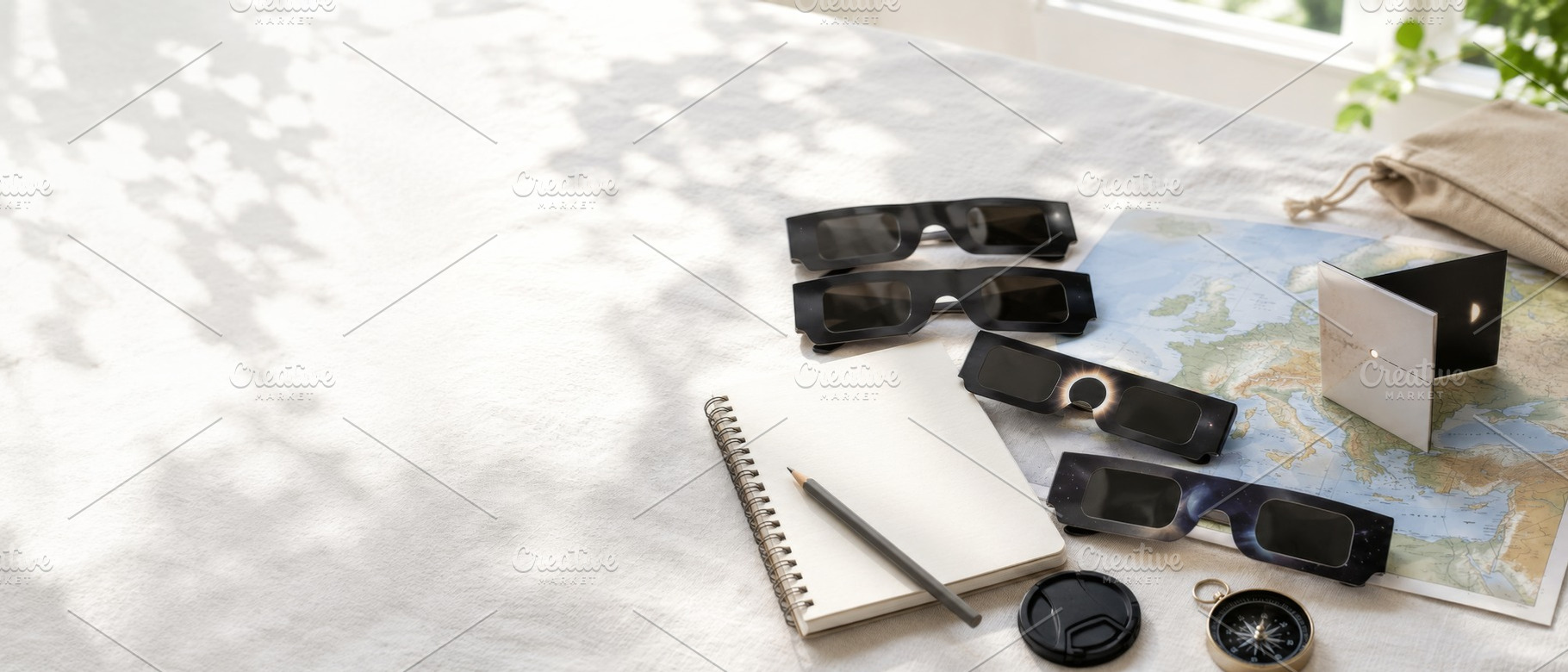Solar eclipse watching essentials on, a Photo by Dvoevnore photos