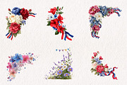 Patriotic Floral Corners Clipart, a Seasonal Illustration by CreationArt (Thumbnail 2 of 4)