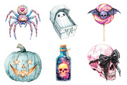 Watercolor Pastel Gothic Halloween, an Illustration by Daily.Designs (Thumbnail 4 of 5)